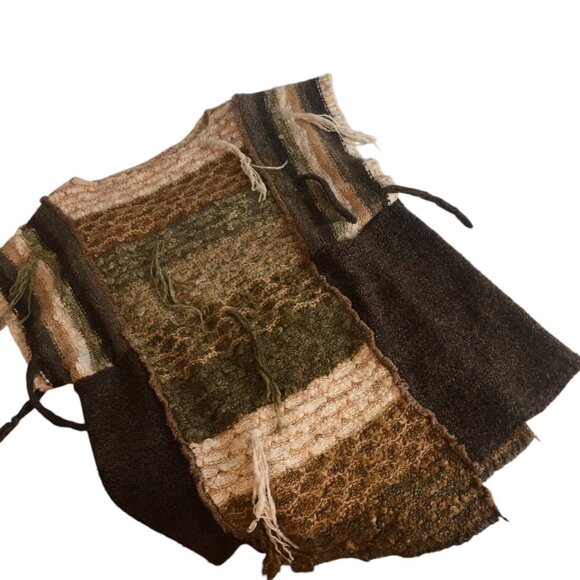 Answers By Riddles Sweater Large Vintage 70s Shaggy Chunky Knit  Boho Baja Hippy - Picture 6 of 8